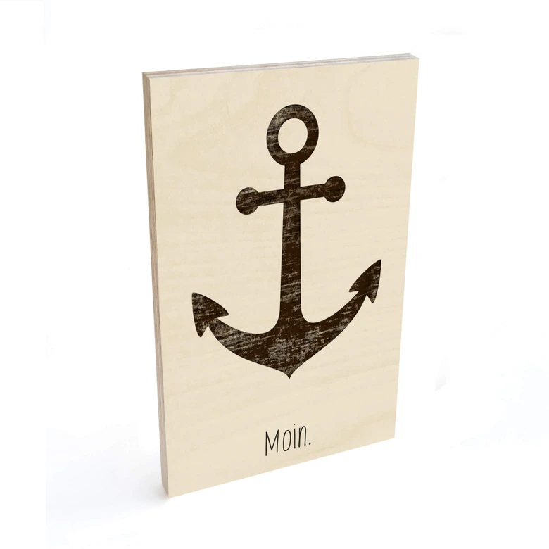 Holzbild Moin mit Anker - Shabby 