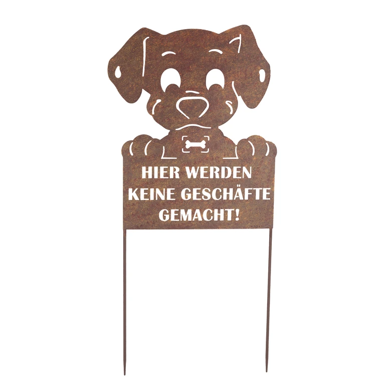 Hunde Toilette Gartenstecker Edelrost-Optik Metallschild - 31x70x1 cm 
