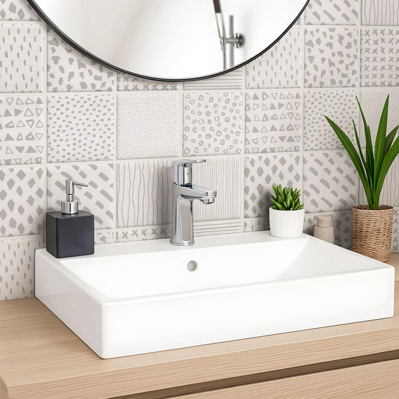Fliesenaufkleber Formen - grau - 12er Set 