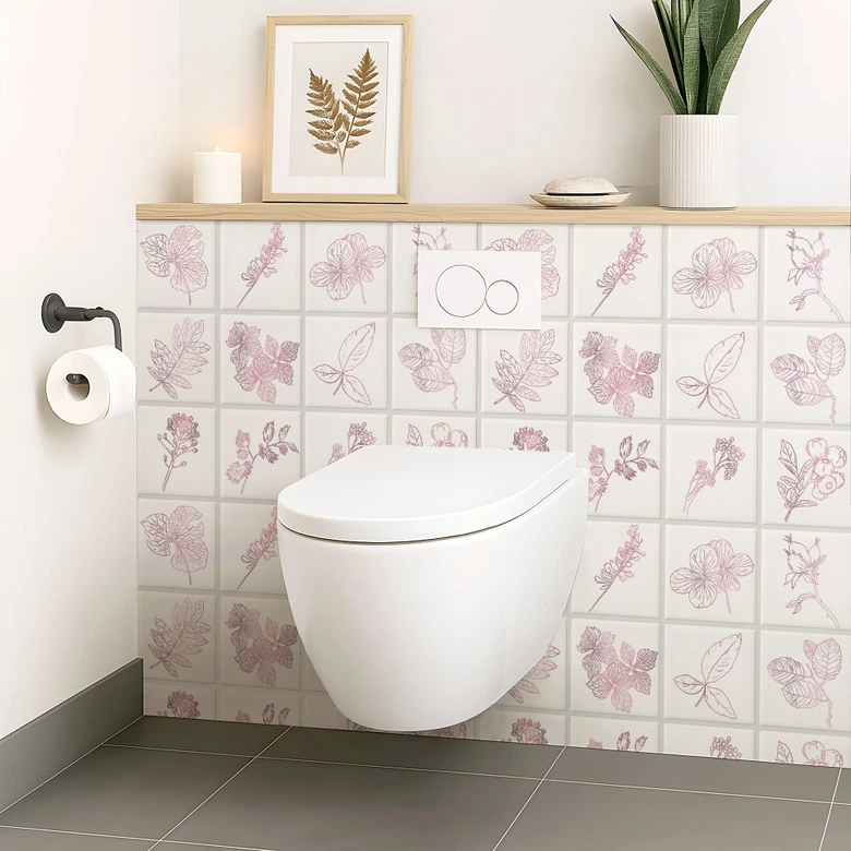 Fliesenaufkleber Outlines Blätter Rose - 12er Set 