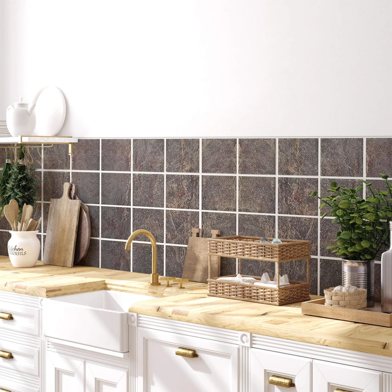 Tile stickers stone look, natural slate - Furniture foil, kitchen splashback, bathroom foil 