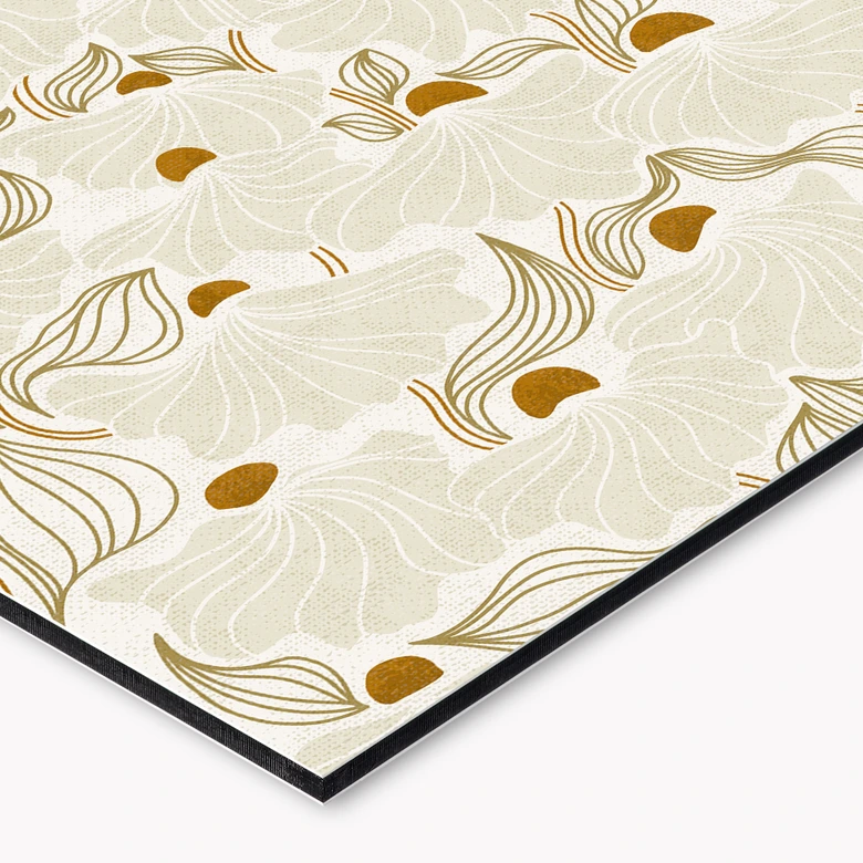 Küchenrückwand Minimalistische Blüten in Creme und Gold - Annick 