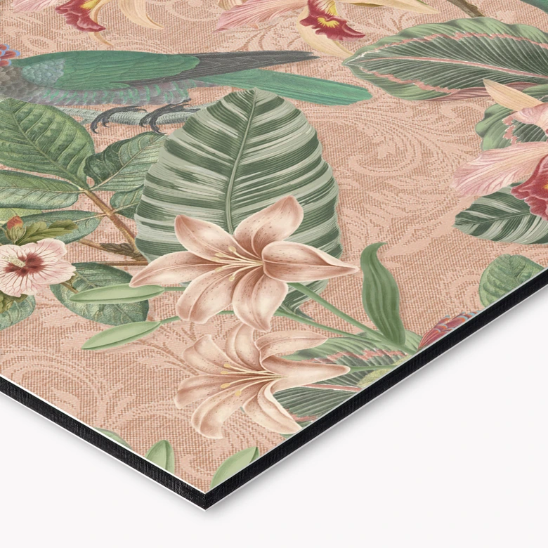 Küchenrückwand Dschungel mit Papageien Rosa - Bloomery Decor 