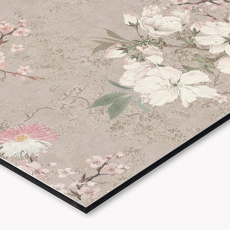 Küchenrückwand Kraniche im Kirschblüten-Rausch Beige - Bloomery Decor 