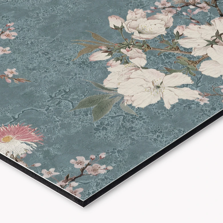 Küchenrückwand Kraniche im Kirschblüten-Rausch Blau - Bloomery Decor 