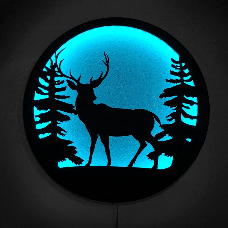 LED Wanddecoratie van MDF - Hert in het Bos 
