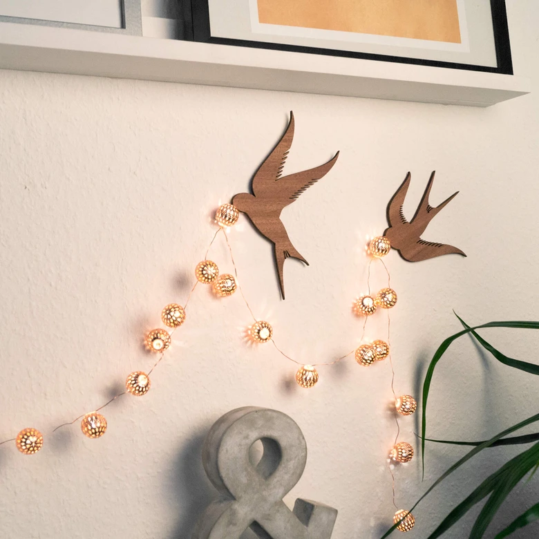 LED Lichterkette Laternenkugeln Marokko Kupfer 20-teilig 