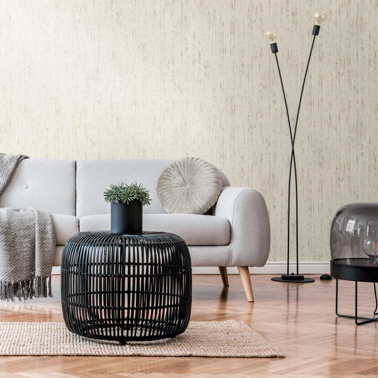 Papier peint texturé imitation bois beige - papier peint intissé look naturel - création murale 