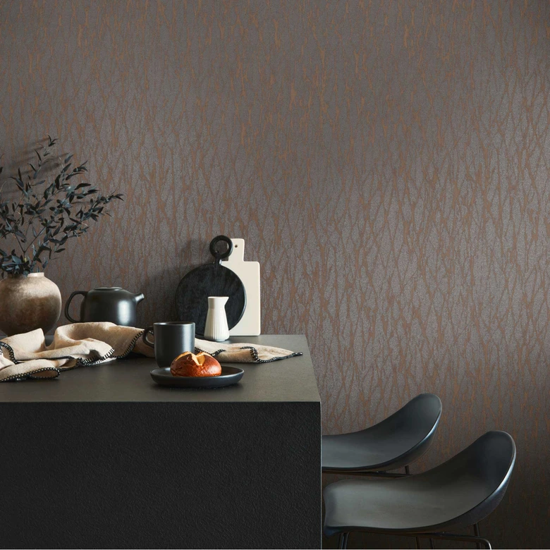 Papier peint structuré abstrait marron-gris - design moderne intissé 