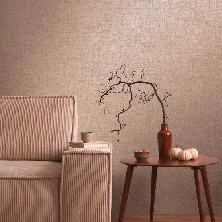 Elegant taupe texturerad skal- och stick tapet - mångsidig non-woven tapet 