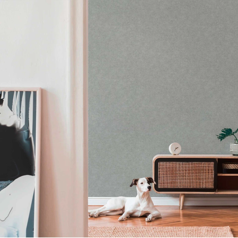 Leinenoptik Strukturtapete Grau - Moderne Vliestapete 