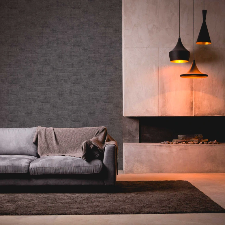 Papier peint abstrait industriel anthracite avec des accents métalliques - papier peint intissé texturé 