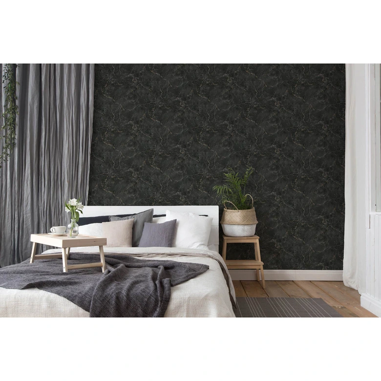 Michalsky Living Marmortapete Change is good Vliestapete Monumental Marble schwarz, gold 
