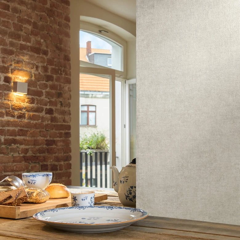Livingwalls Vliestapete Paradise Garden Unitapete einfarbig beige, grau 