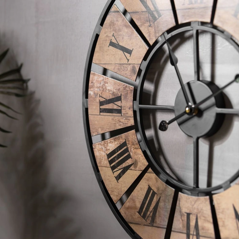 Metall Wanduhr XL im Vintage-Look mit römischen Ziffern aus Metall | geräuschlos | Ø50cm 