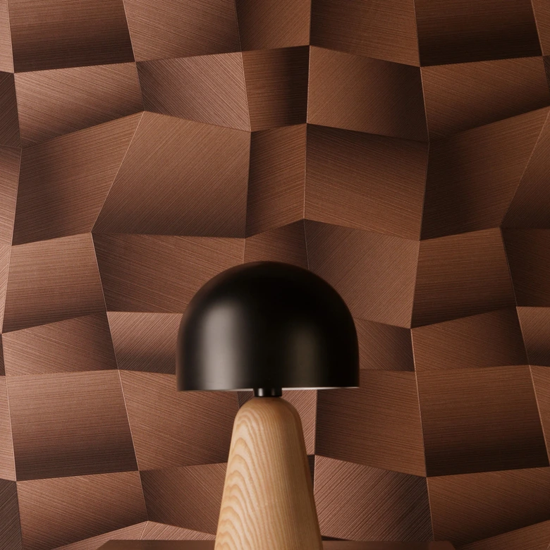 Vliestapete Damian Refined Dimensions 3D Geometrisch Braun Metallic - Tapete Struktur Flur 