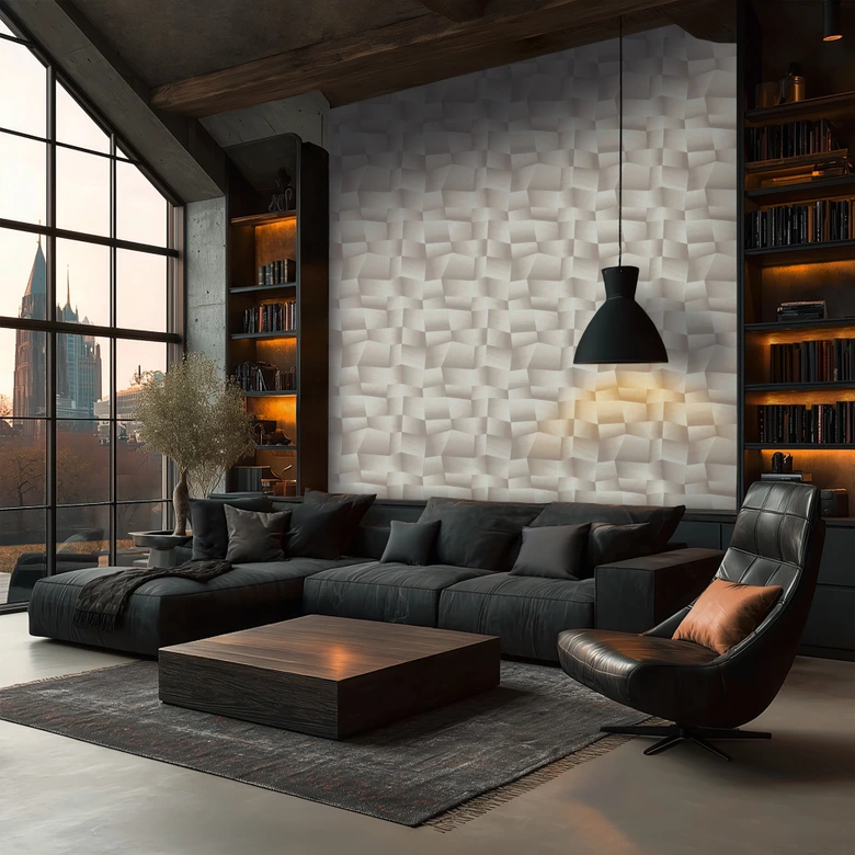 Vliestapete Damian Refined Dimensions 3D Geometrisch Grau Metallic - Tapete moderne Struktur 