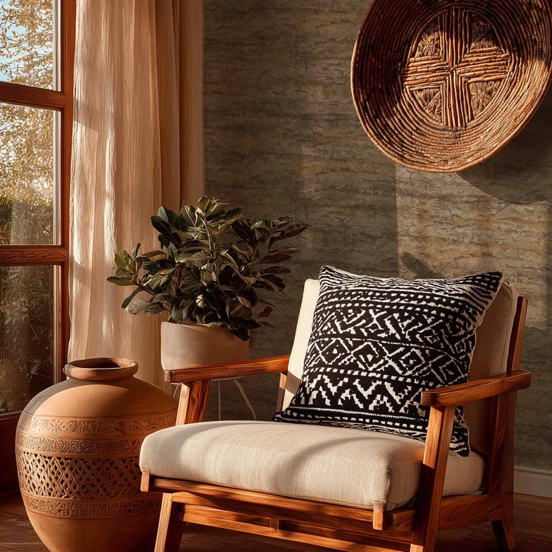 Papel pintado no tejido Tamika Raw Heritage efecto piedra beige marrón gris - aspecto de albañilería casa de campo metálica 