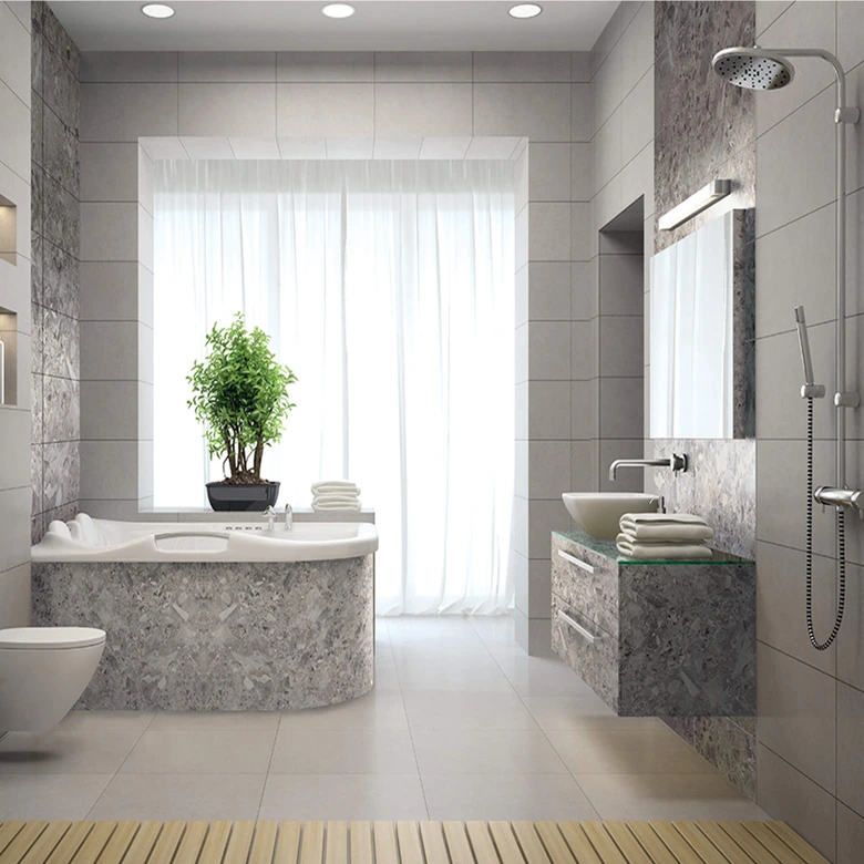 Self-adhesive film stone look, dark terrazzo - Furniture foil, kitchen splashback, bathroom foil, Tile sticker 