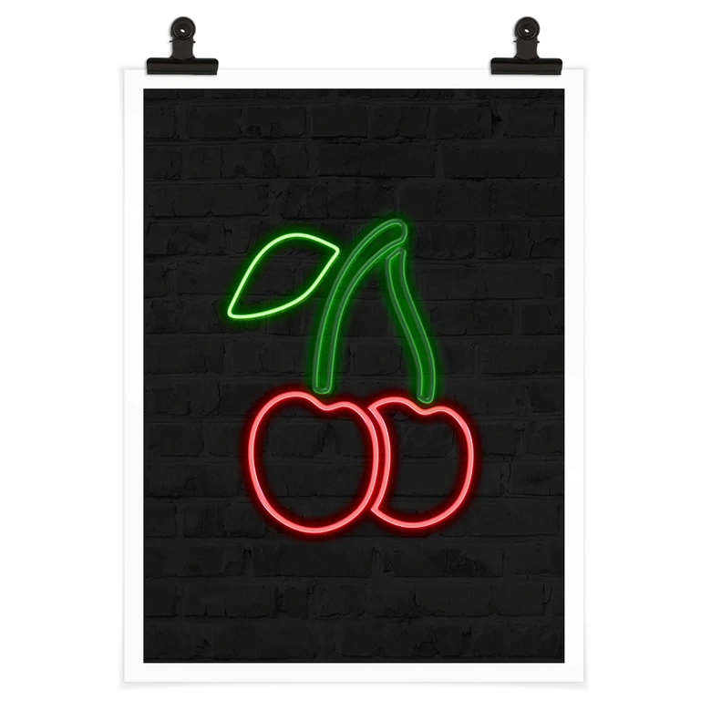 Poster Kirschen - Neonlicht 