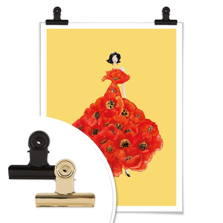 Póster Korenkova - Fashion Poppies amarillo 