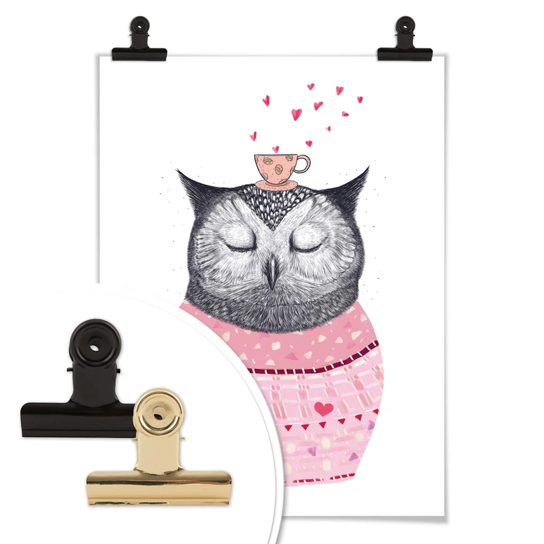 Póster Korenkova - Búho amante del café 