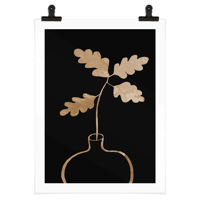 Poster 1X Studio - Goldene Eichenblätter in einer Vase 