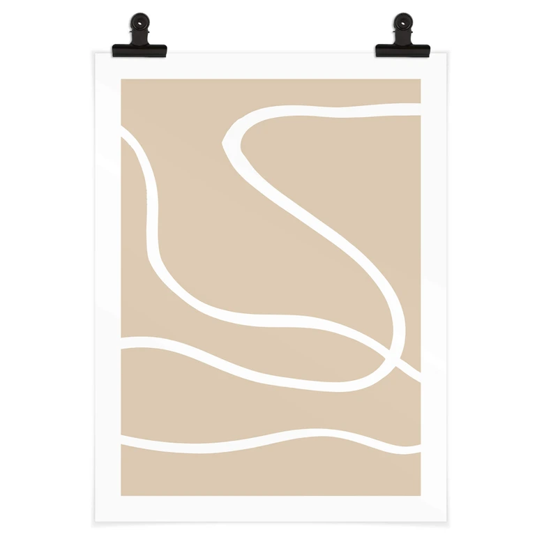 Poster 1X Studio - Weiße Pinselstriche auf Beige 