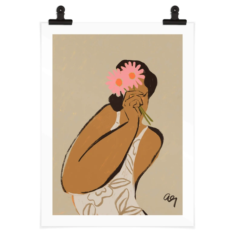 Plakat Różowe kwiaty we włosach - Arty Guava 