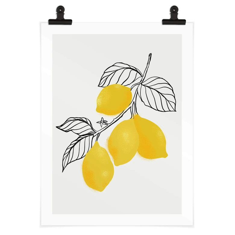 Poster Blursbyai - Illustration eines Zitronenzweiges 