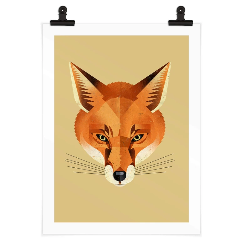 Poster mit Tier-Motiv - Fuchs - Braun 