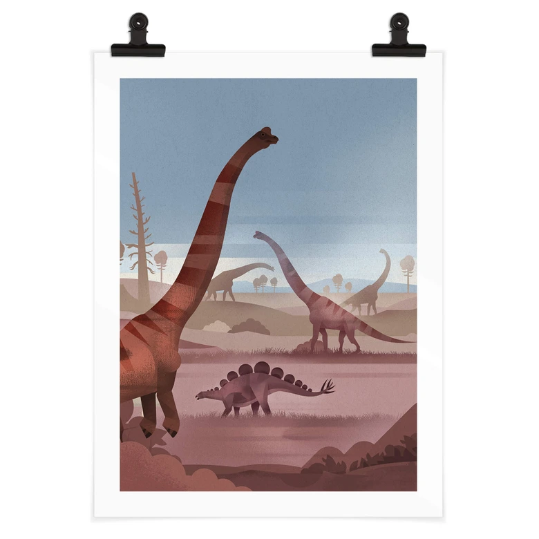 Poster Im Land der Dinosaurier - Braun 