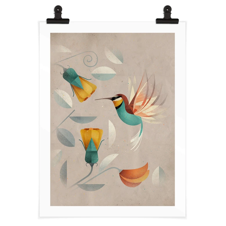 Poster Abstrakt - Kolibri - Braun 