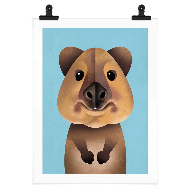 Kinderposter mit Tier-Motiv - Quokka - Braun 