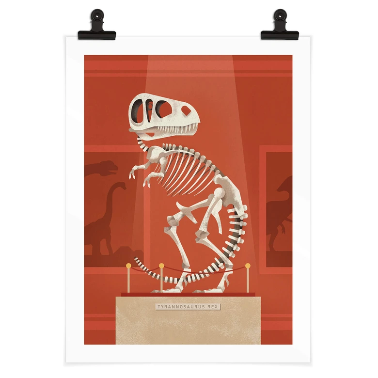 Poster Kinderzimmer - T-Rex Skelett - Braun 