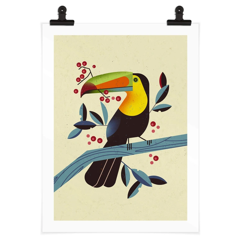 Poster Tropischer Vogel - Tukan - Braun 