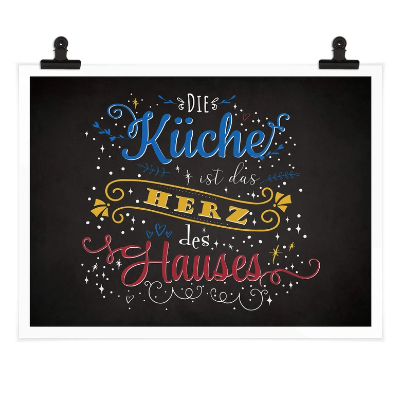 Poster Die Küche ist das Herz des Hauses - dunkel 