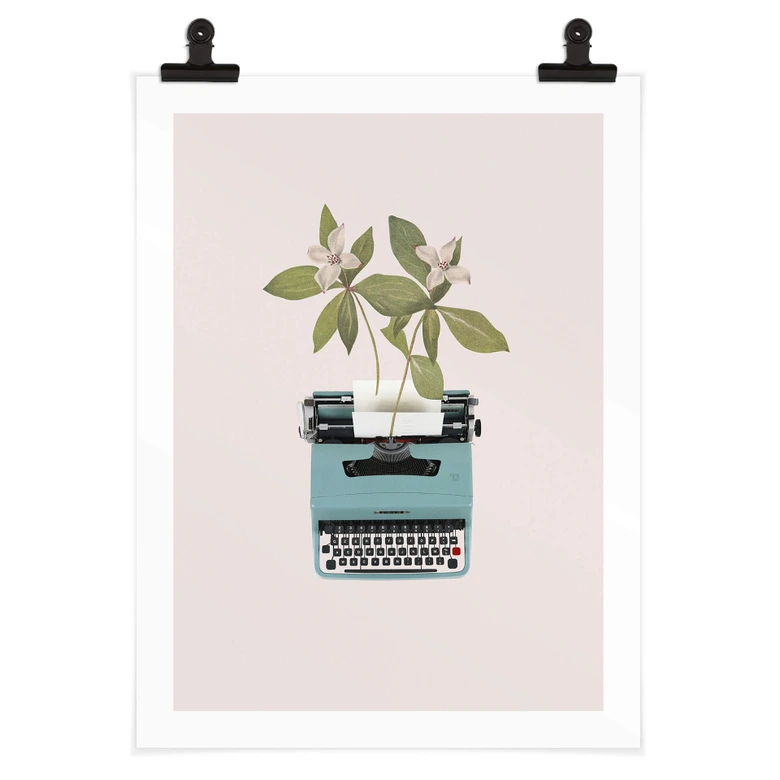 Poster Frida Floral Studio - Botanische Schreibmaschine 