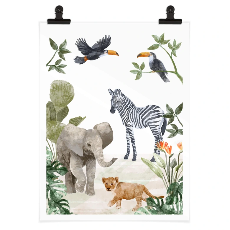 Poster Goed Blauw - Jungle Babies 