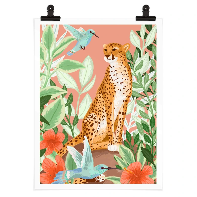 Poster Goed Blauw - Tropisch Pink 