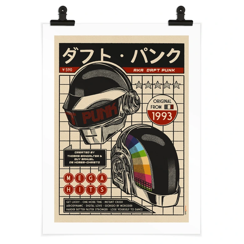 Poster Pop-Art Kunstdruck inspiriert von Daft Punk - Gomes 