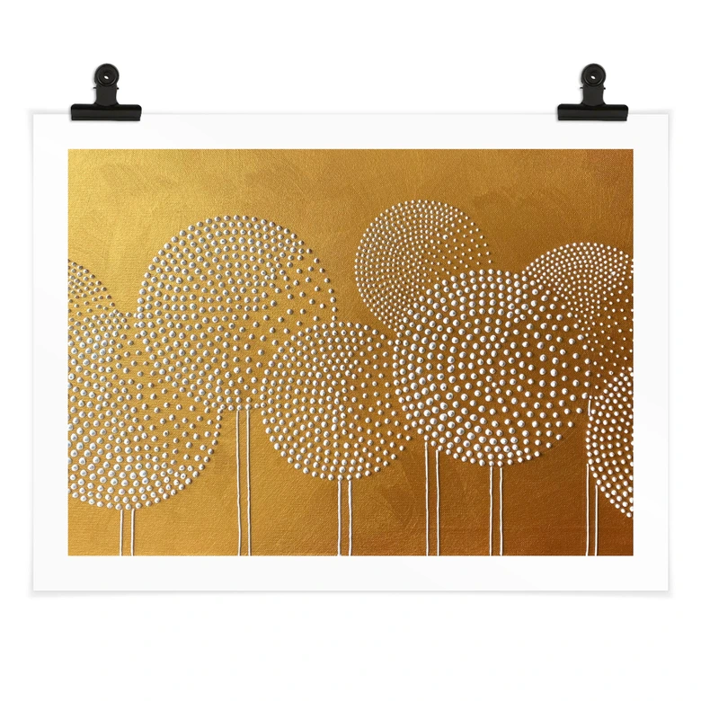 Poster Witte parelbloemen - Grande 