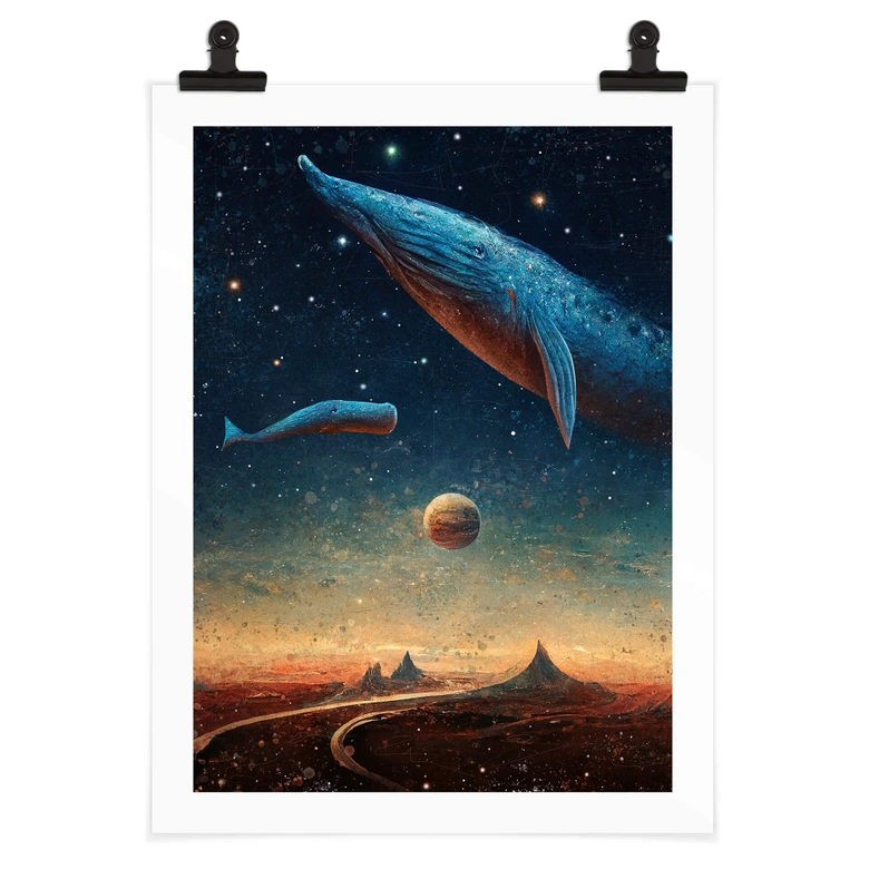 Poster Heine - Zwei Wale im Weltall - Astro Cruise 