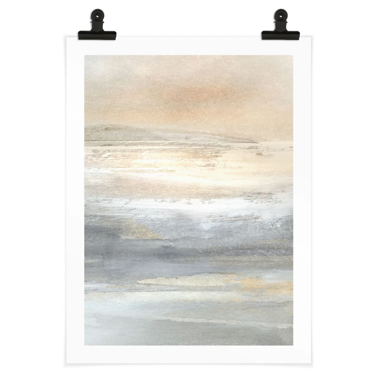 Poster Gold-graue Landschaft aus Pinselstrichen - Hobday 