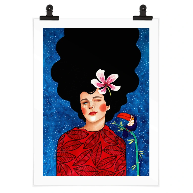 Poster Frau mit einem Augenzwinkern - Hülya 