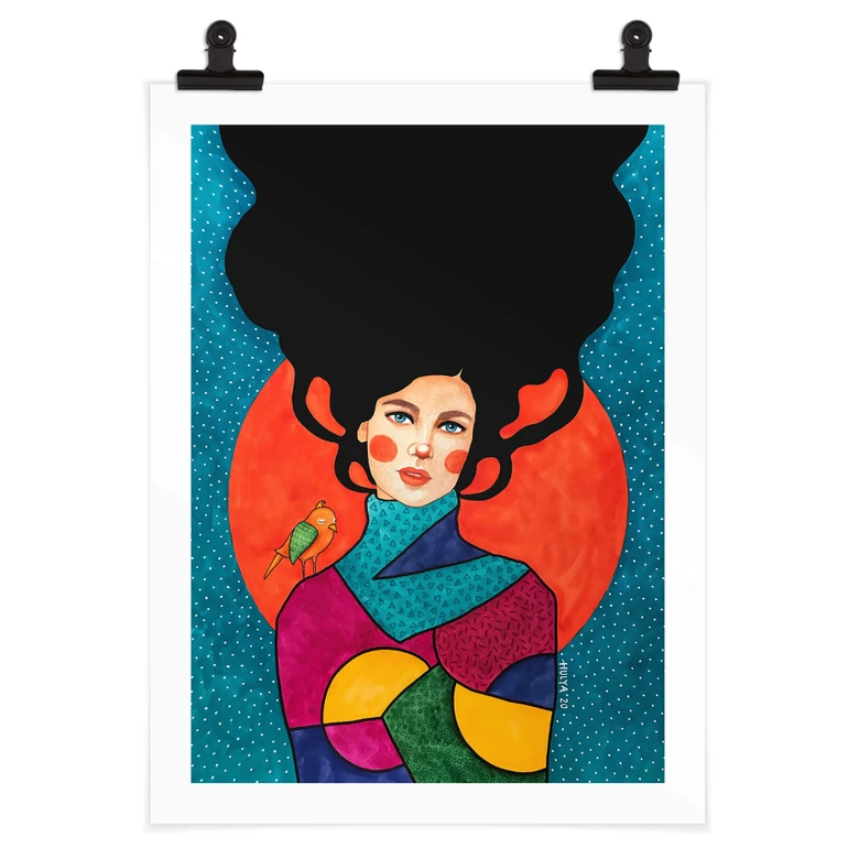 Poster kvinna framför röd måne - Hülya 