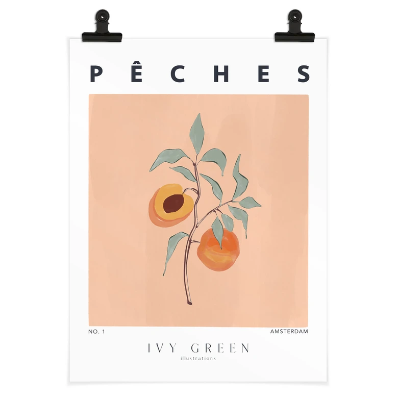 Poster Saftige Pfirsiche - Ivy Green Illustration - aus der Cosy Kollektion 