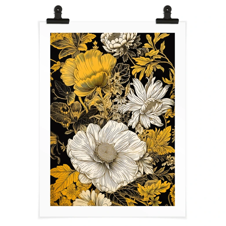 Blumen Poster - Blütenpracht in Ocker - Jaszke 