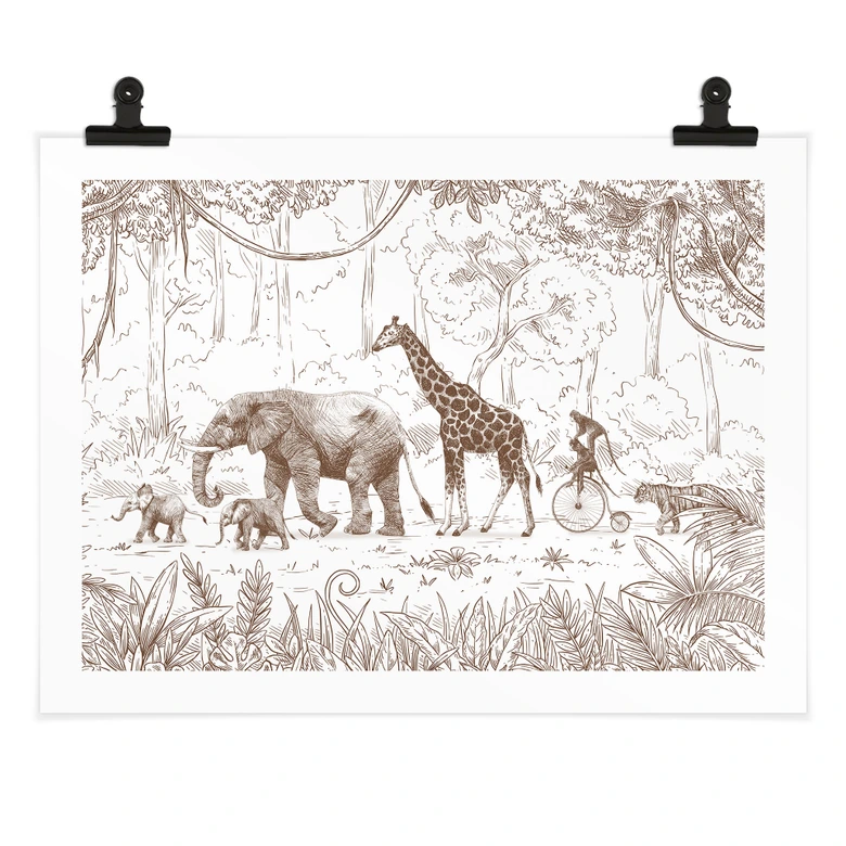 Plakat z paradą w dżungli ze zwierzętami - Kikki Belle 