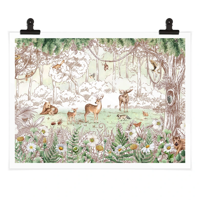 Barnaffisch Kikki Belle - Skogens vänner våren 